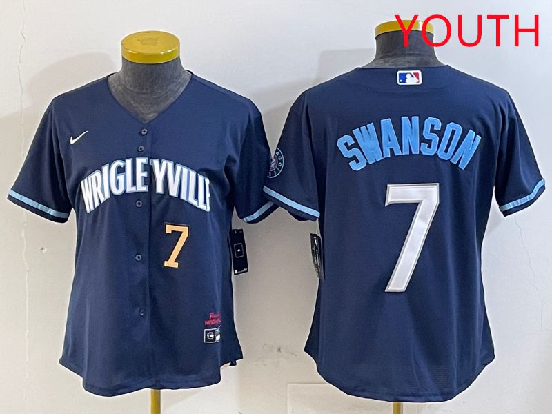 Youth Chicago Cubs #7 Swanson Blue City Edition Game 2025 Nike MLB Jersey style 5->youth mlb jersey->Youth Jersey